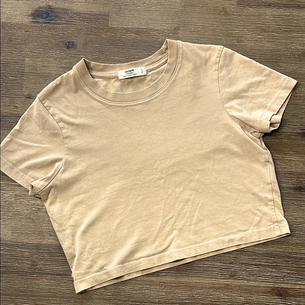Cotton On Casual Tan Cropped T-shirt